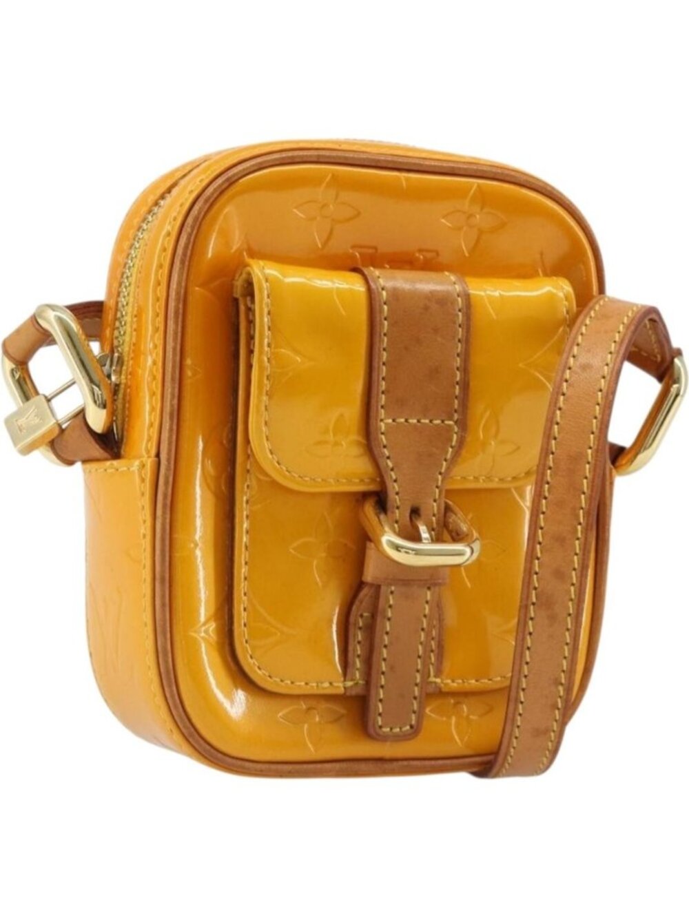 LOUIS VUITTON Monogram Vernis Christie PM Shoulder Bag Jaune M91110